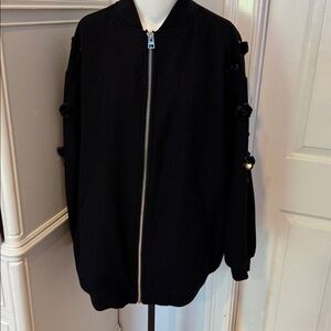 Zara Black Jacket with Floral Details